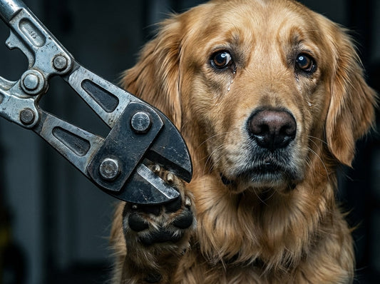 A dog with silent groom pro for stress-Free Nail Trims